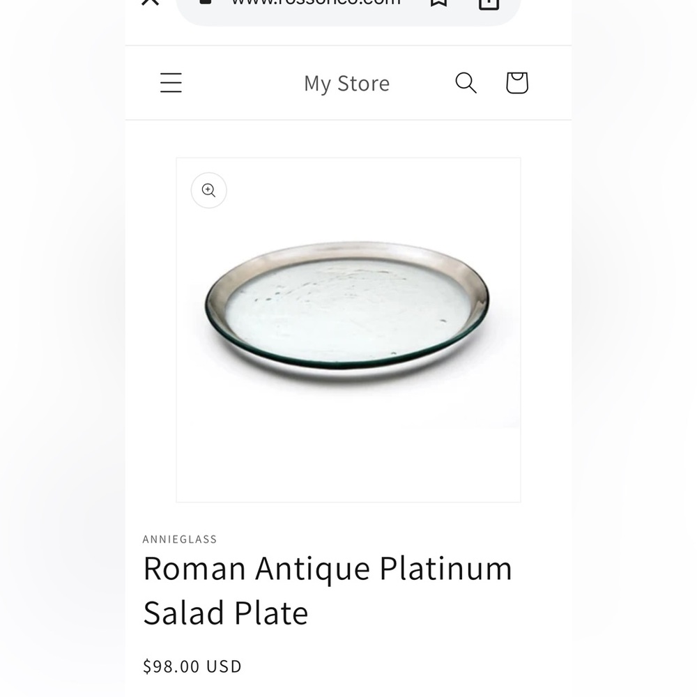 AnnieGlass Roman Antique Platinum Salad Plate - Platinum/Clear